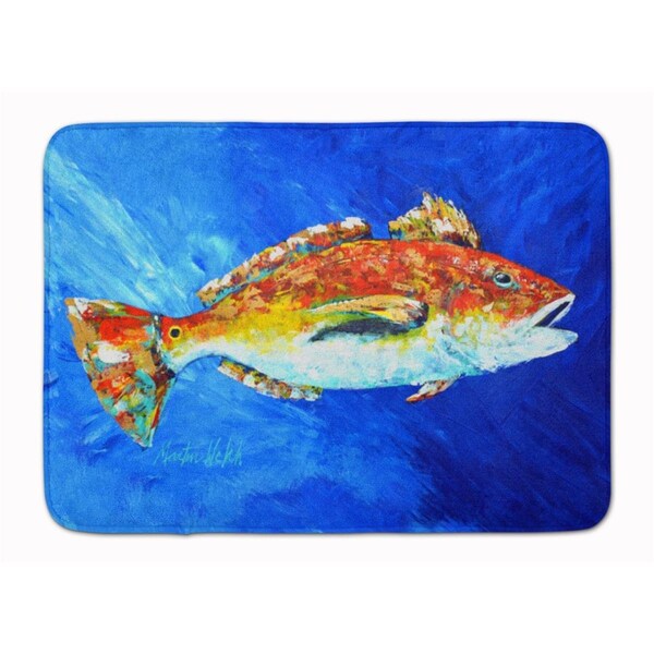 Carolines Treasures Red Fish White Spin Machine Washable Memory Foam Mat MW1212RUG - main